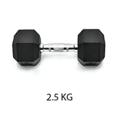 Huitich single gym dumbbell for home workout 2.5 kg with hexagonal black weights and chrome handle
